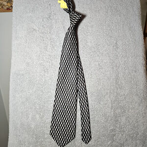 VTG Sette & Bello Silk Tie Grey Black Geometric Honeycomb Italy MINT CONDITION